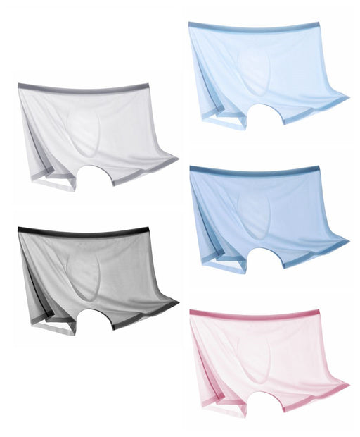 Digital baby Men's Traceless Underwear Ice Silk Boxer Brief sexy  see-through transparent briefs