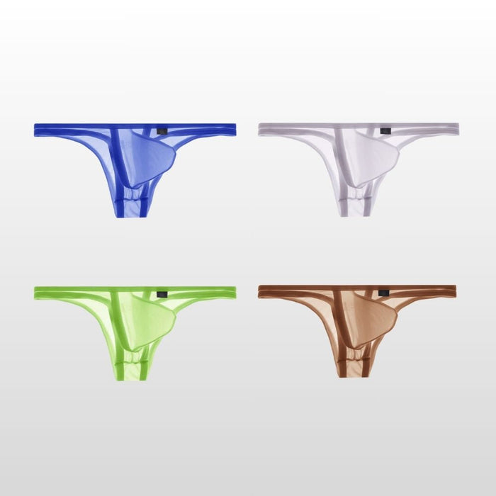 (4-Pack) Men's See-through Ice Silk Low-rise Briefs Up to Size XXL  - JEWYEE AY 856 B