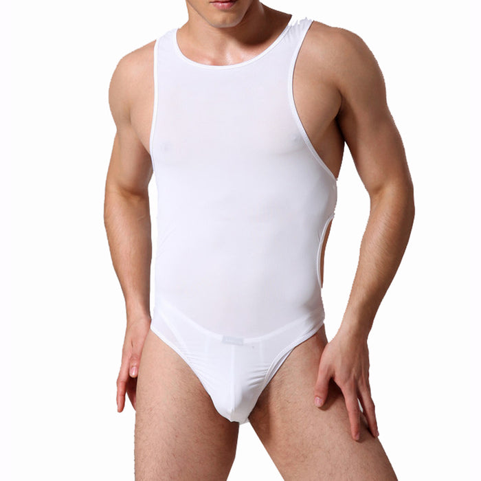 Men's Ultra Thin Ice Silk Cut Out Bodysuits - JEWYEE E664 —