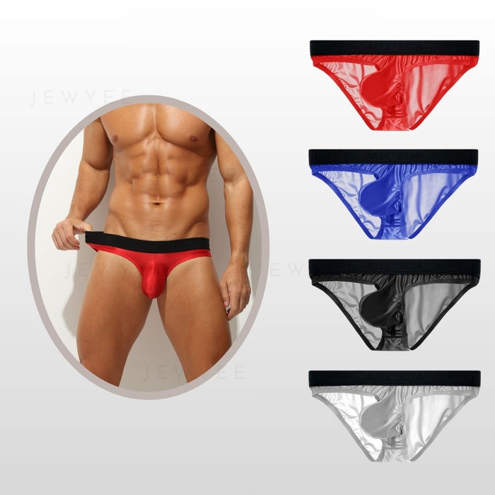 4-Pack Men's Satin-Finish Ice Silk Low-Rise Briefs - JEWYEE AY 875