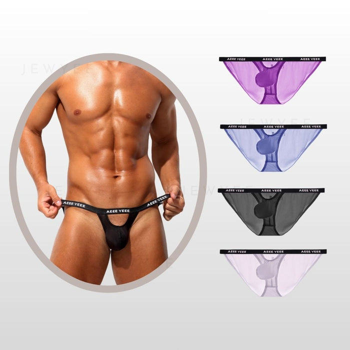 (4-Pack) Men's Ultra Thin Ice Silk Briefs Up to Size XXL -- JEWYEE AY 866