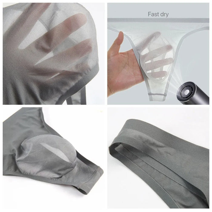 3D Seamless Pouch - Men's Ultra Thin Ice Silk Seamless Thongs (5 Pack) -  JEWYEE 806