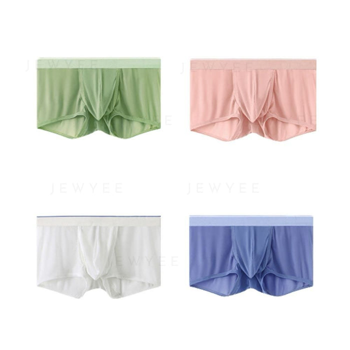 Men's Dual Pouch Ice Silk Trunks (4-Pack) - JEWYEE 1056P