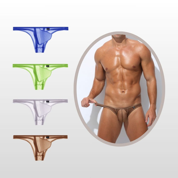 (4-Pack) Men's See-through Ice Silk Low-rise Briefs Up to Size XXL  - JEWYEE AY 856