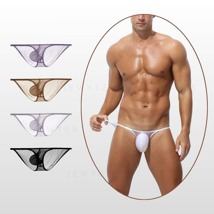 4-Pack Men's See-through Ice Silk Briefs Up to Size XXL - JEWYEE AY  860