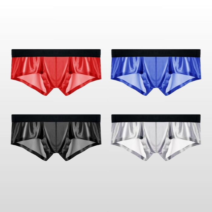 4-Pack Men's Satin-Finish Ice Silk Low-Rise Underwear - JEWYEE AY 876 B