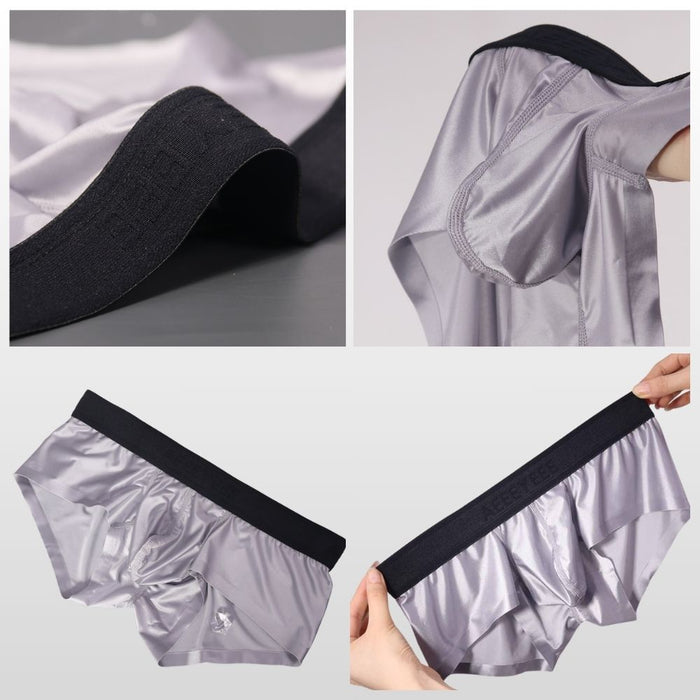 4-Pack Men's Satin-Finish Ice Silk Low-Rise Underwear - JEWYEE AY 876