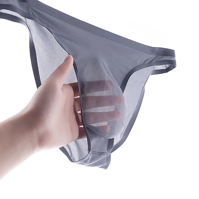 Mens Underwear Thin Ice Silk Translucent Panties U Pouch Breathable Boxer  Briefs