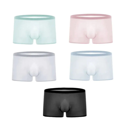 Men's 3D seamless pouch Ribbed Ice Silk Trunks (5-Pack) JEWYEE