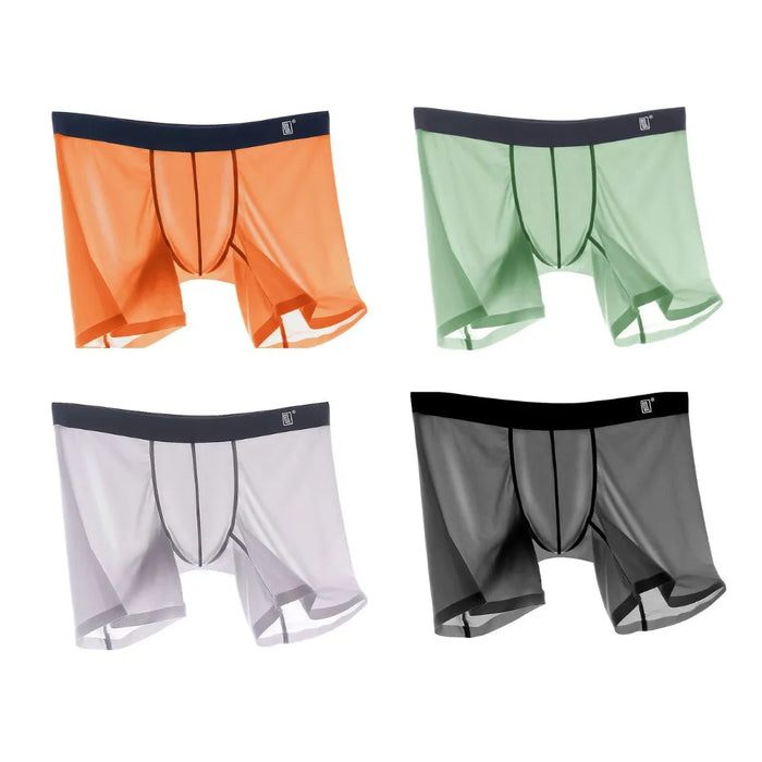 Men's Ultra Thin Ribbed Ice Silk Underpants (4-Pack) - JEWYEE 812