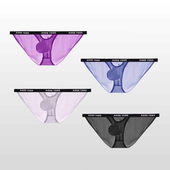 (4-Pack) Men's Ultra Thin Ice Silk Briefs Up to Size XXL -- JEWYEE AY 866