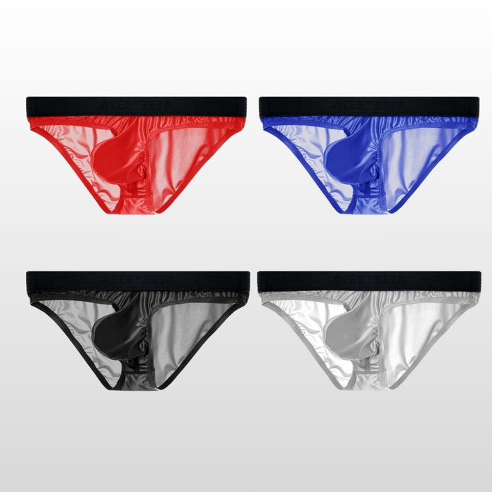 4-Pack Men's Satin-Finish Ice Silk Low-Rise Briefs - JEWYEE AY 875