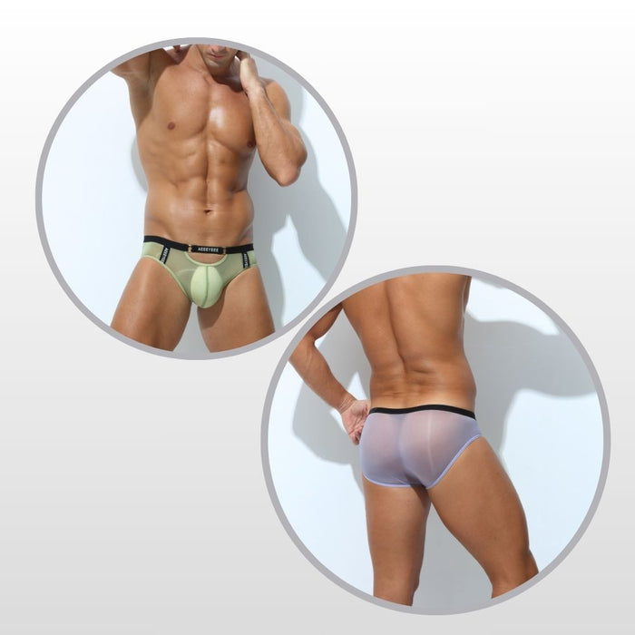 (4-Pack) Men's See-through Ice Silk Briefs Up to Size XXL- JEWYEE AY1982