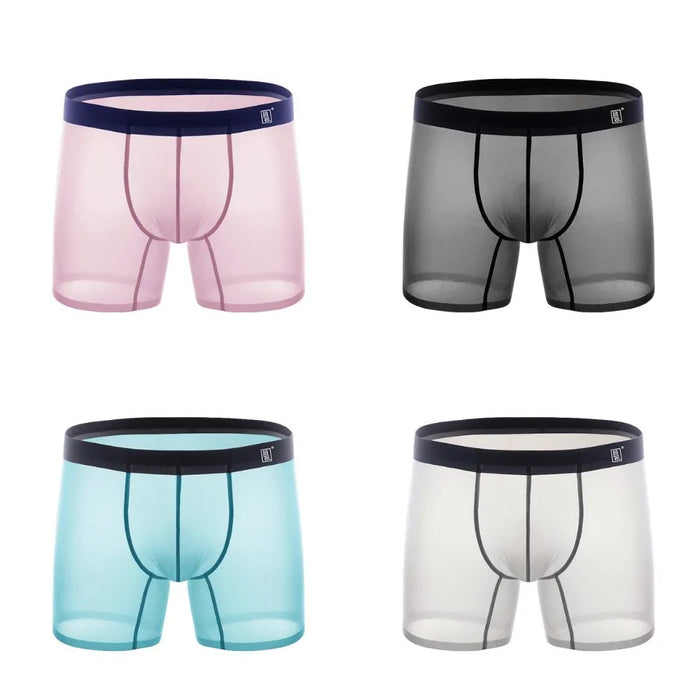 Jewyee Men's Ice Silk Underwear Breathable Soft Ultra-Thin Mesh Boxer  Briefs,Jewyee Mens Ice Silk Underwear (3-A,L)