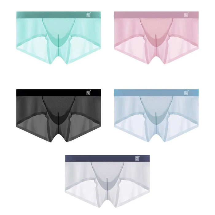 Men's 3D Pouch Ice Silk Mesh Combined Low-Rise Underpants (5-Pack