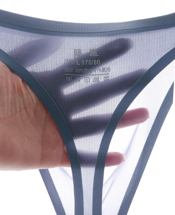 Men's Ultra Thin Mesh Ice Silk Seamless Thongs Up to Size XXL (5-Pack)  JEWYEE 023RDK —