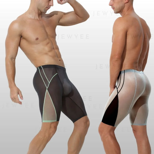 JEWYEE men's underwear. Men's Ultra Thin Ice Silk Long Boxer Briefs. No-Chafe Pouch. No-chafe seamless pouch.These breathable boxer briefs, feel fantastic next to skin and have&nbsp;plenty of stretch for greater comfort during workout.Silky fabric reduces chafing between thighs.Wicks away moisture and dries quickly.Spacious pouch provides enough support.