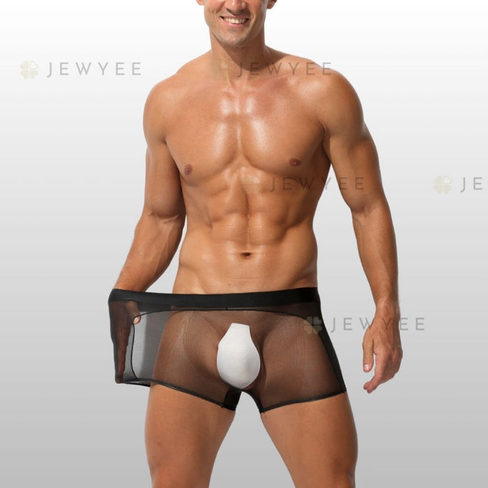 Men's See-through Ice Silk & Mesh Combined Underpants(4-Pack) - JEWYEE AY 1979