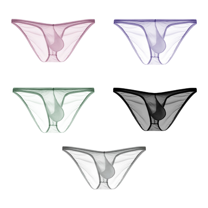 qucoqpe Men's See Through Transparent Boxer Briefs Traceless Ultra-thin Ice  Silk Underwear Floral Breathable Seamless Underwear Swimwear