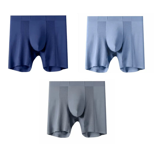3D Seamless Pouch-Men's Ultra Thin Ice Silk Extra Long Boxer Briefs Up To  Size XXL(3-Pack) - JEWYEE YS56-5