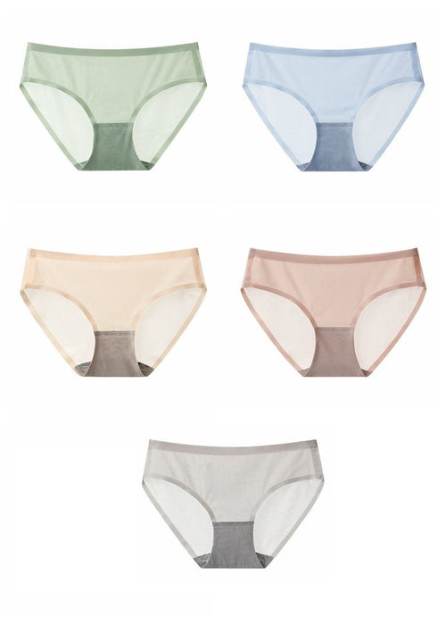  Pack Of 6 Womens Cotton Ice Silk Seamless Invisible Panties  Hipster