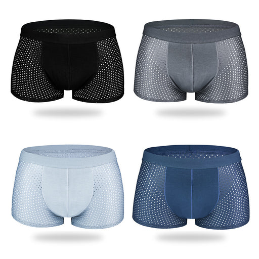 Running Men Ice Silk Mesh Underpants (4-Pack) JEWYEE 194