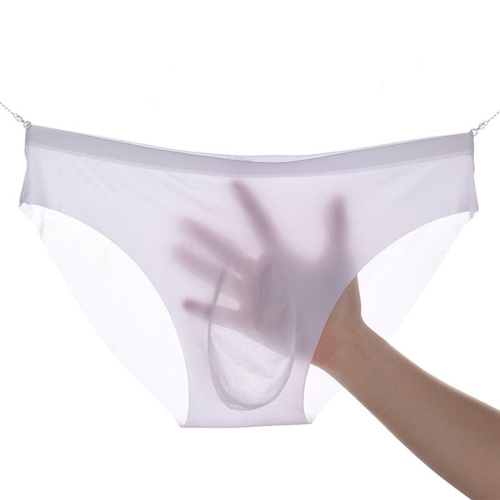 Cheap Men's Ice Silk Seamless Briefs Sexy Mid-waist Soft Men's Underwear  Candy Color Underwear