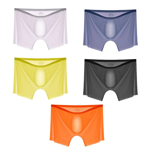 Men's See-through Low-Rise Ultra Thin Ice Silk Underpants (5-Pack) -JEWYEE  AY826